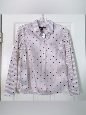 NWT Banana Republic Button Down Blouse Elephant Pink White Stripe size XS